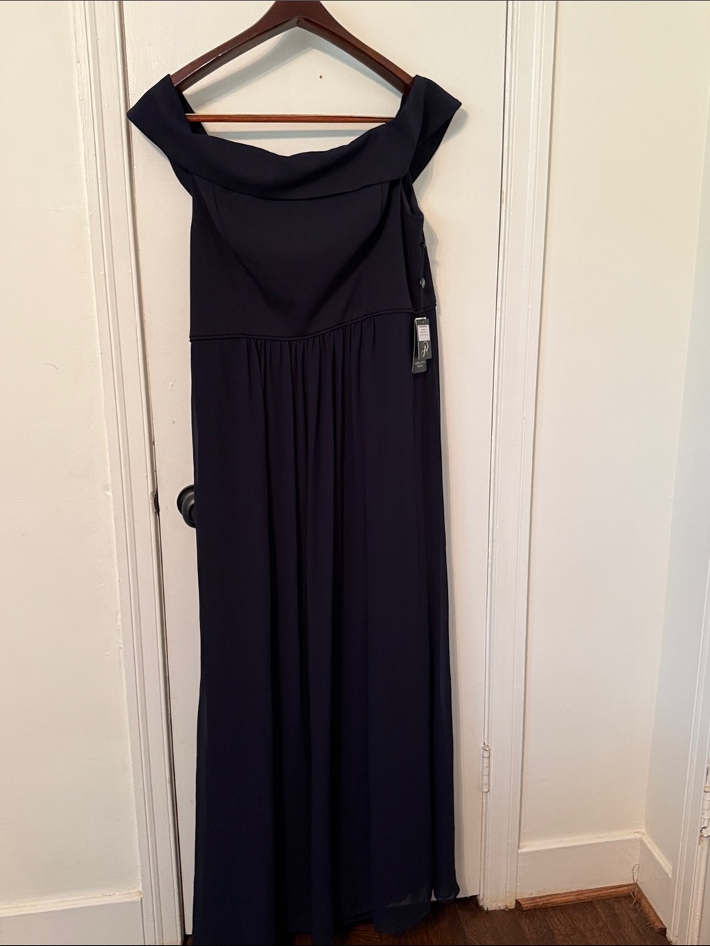 Adrianna Papell Off -Shoulder Navy Women’s Dress